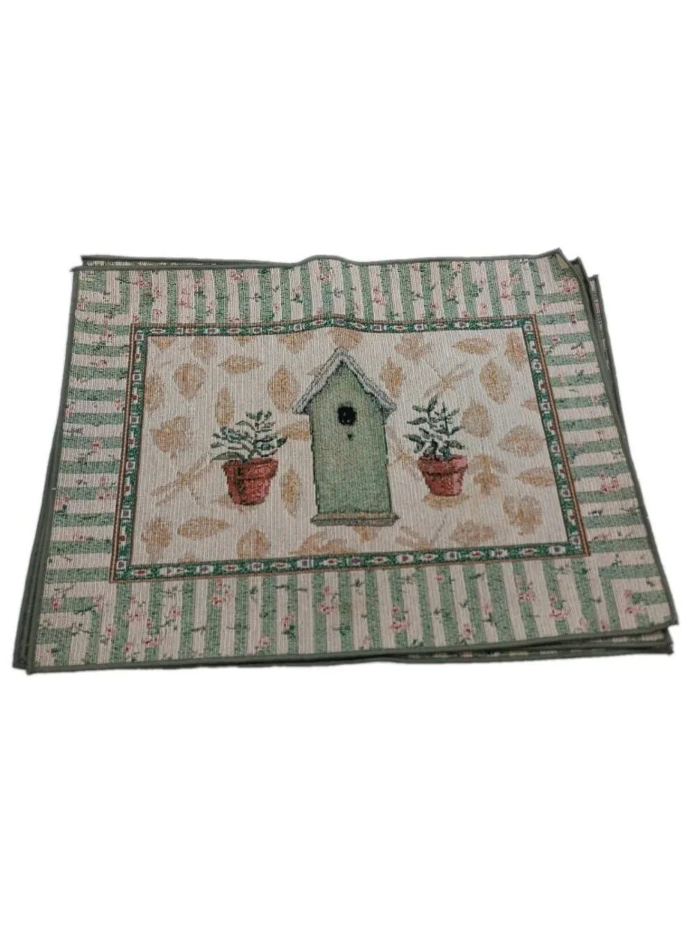 Pfaltzgraff Birdhouse Nature Pattern Tapestry Placemat Set of 4 Vintage